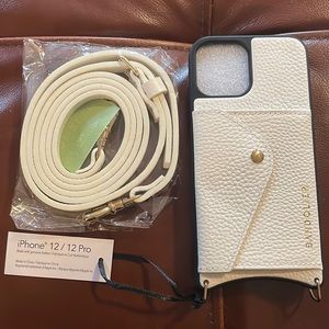 NWT Bandolier pebble white leather phone purse for iPhone 12/12 PRO
